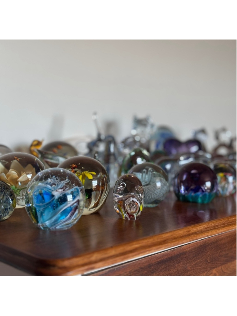 8. Glass Paperweight Collectible-Murano Blue-White Clear Color - Picture 6 of 6